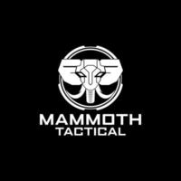 elefante mammut tattico nero e bianca logo nel scudo vettore modello per militare tattico armeria logo design