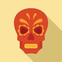 Halloween messicano cranio icona, piatto stile vettore
