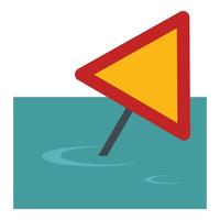 cartello strada alluvione icona, piatto stile vettore