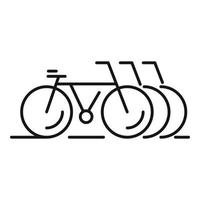bicicletta affitto parcheggio icona, schema stile vettore