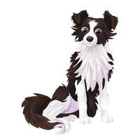 confine collie carino animale domestico, personaggio seduta nel cartone animato stile isolato su bianca sfondo. dettagliato pelliccia, adorabile animale. vettore illustrazione