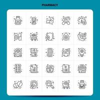 schema 25 farmacia icona impostato vettore linea stile design nero icone impostato lineare pittogramma imballare ragnatela e mobile attività commerciale idee design vettore illustrazione