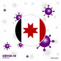 pregare per udmurtia covid19 coronavirus tipografia bandiera restare casa restare salutare prendere cura di il tuo proprio Salute vettore