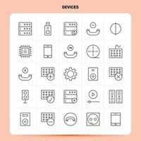 schema 25 dispositivi icona impostato vettore linea stile design nero icone impostato lineare pittogramma imballare ragnatela e mobile attività commerciale idee design vettore illustrazione