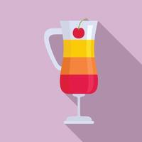 frutta cocktail icona, piatto stile vettore