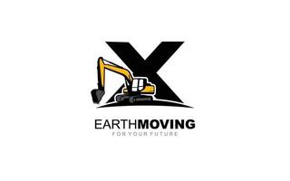 X logo scavatrice per costruzione azienda. pesante attrezzatura modello vettore illustrazione per il tuo marca.