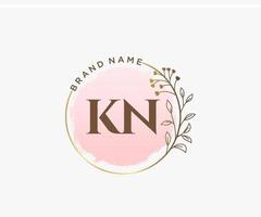 iniziale kn femminile logo. utilizzabile per natura, salone, terme, cosmetico e bellezza loghi. piatto vettore logo design modello elemento.