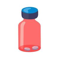 bicchiere bottiglia con medico pillole isolato su un' bianca sfondo. vettore illustrazione di farmaceutico fiala confezione con farmaci o droghe.