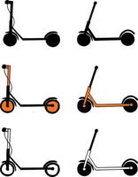 elettrico scooter icona impostare. mano disegnato scarabocchio. vettore, minimalismo trasporto vettore