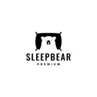 orso dormire notte con cuscino logo design vettore