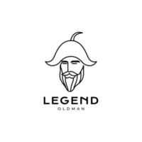 testa vecchio uomo barbuto storico logo design vettore