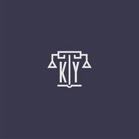 ky iniziale monogramma per studio legale logo con bilancia vettore Immagine