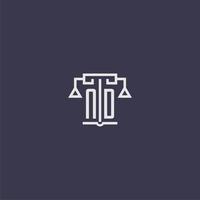 nd iniziale monogramma per studio legale logo con bilancia vettore Immagine