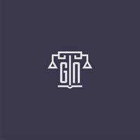 gn iniziale monogramma per studio legale logo con bilancia vettore Immagine