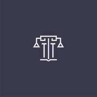 tt iniziale monogramma per studio legale logo con bilancia vettore Immagine