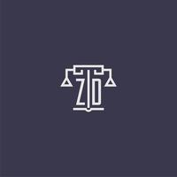 zd iniziale monogramma per studio legale logo con bilancia vettore Immagine