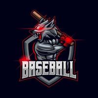 baseball lupo esport logo modello vettore