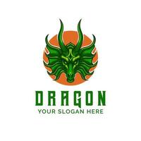 Drago testa logo design vettore portafortuna modello