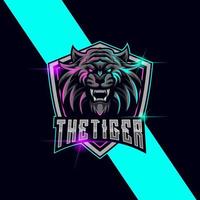 tigre testa e-sport logo design modello vettore