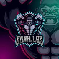 gorilla e-sport logo design modello vettore