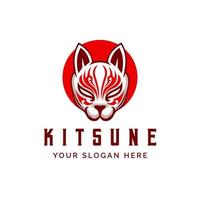 kitsune Giappone lupo maschera logo design vettore illustrazione