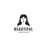 bellissimo viso donna lungo capelli estetico minimalista logo design vettore