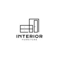 interno mobilia credenza continuo linea minimalista logo design vettore