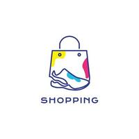 shopping Borsa con scarpe Linee arte astratto logo design vettore