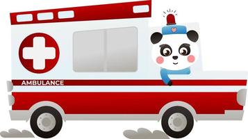 carino panda medico guida ambulanza, animale nel emergenza, trattamento nel ospedale vettore