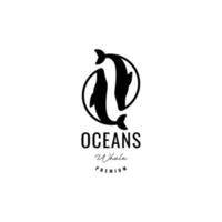 oceano balena saltare minimalista moderno logo design vettore