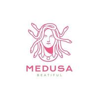 bellissimo donna con serpente capelli medusa logo design vettore