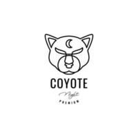 testa coyote foresta notte logo design vettore