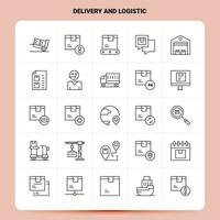 schema 25 consegna e logistica icona impostato vettore linea stile design nero icone impostato lineare pittogramma imballare ragnatela e mobile attività commerciale idee design vettore illustrazione