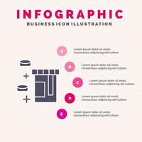 tavoletta bottiglia assistenza sanitaria solido icona infografica 5 passaggi presentazione sfondo vettore