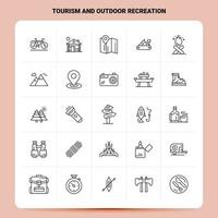 schema 25 turismo e all'aperto ricreazione icona impostato vettore linea stile design nero icone impostato lineare pittogramma imballare ragnatela e mobile attività commerciale idee design vettore illustrazione