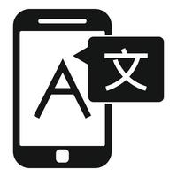 smartphone linguista icona, semplice stile vettore
