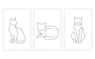 impostato di animale domestico e gatto linea arte continuo linea mano disegnato per logo design vettore