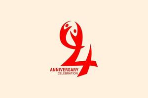 piatto 94 anniversario logo modello design logotipo vettore