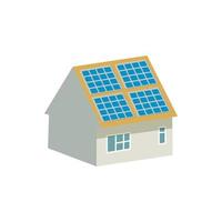 Casa con solare batterie su il tetto icona vettore