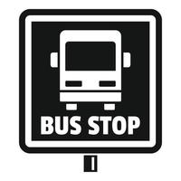 piazza autobus fermare cartello icona, semplice stile vettore