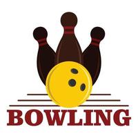 bowling gioco logo, piatto stile vettore