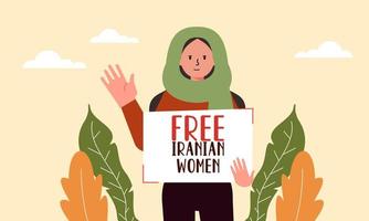 mano disegnato iraniano donne protestare insieme illustrazione vettore