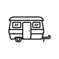 trailer o caravan icona per cabina campo nel nero schema stile vettore