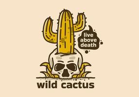 Vintage ▾ illustrazione di cactus su cranio vettore