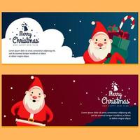 bandiera flayer Natale design modello con Santa Claus carino con fiocco di neve vettore