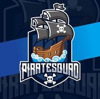 pirata nave logo esport design per gioco e vacanza vettore