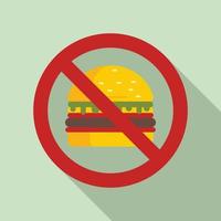 no hamburger mangiare icona, piatto stile vettore