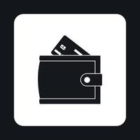 portafoglio con credito carta icona, semplice stile vettore
