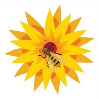 ape su fiore icona, cartone animato stile vettore