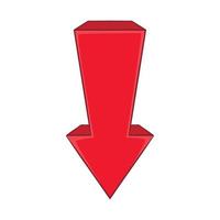rosso freccia icona nel cartone animato stile vettore